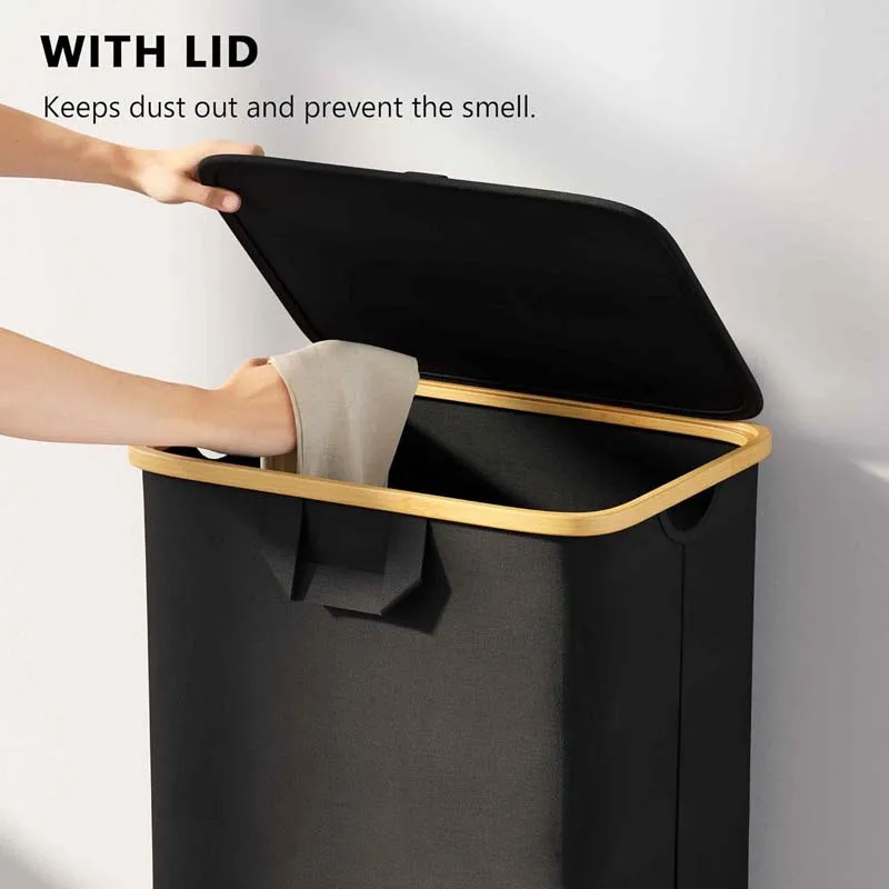 Large Portable Clothes Hamber Rolling Laundry Basket With Lids Wheels and Removable bag