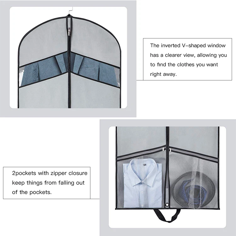 Custom breathable 120GSM non-woven fabric dust cover foldable garment bag for travel