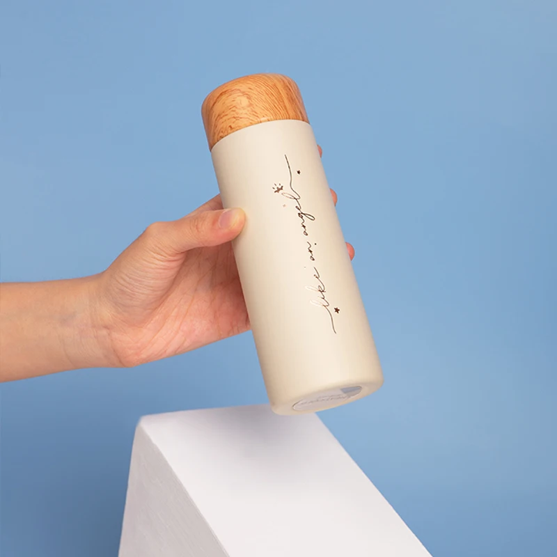 Unique Portable Luxury Outdoors Double Wall Designer Wood Grain Drinking Flasks Vacuum Thermos