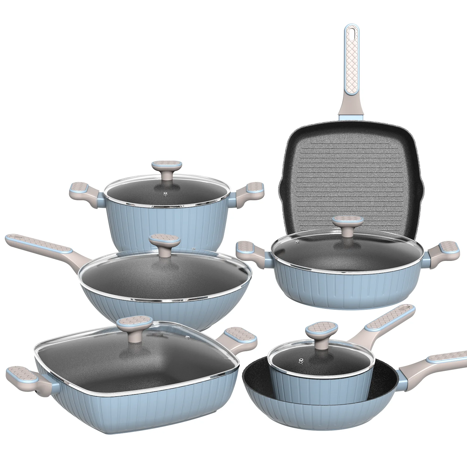 BESCO OEM домашняя серия 10 шт. кованая алюминиевая гранитная посуда vNon Stick набор с термостойкой ручкой набор посуды производители