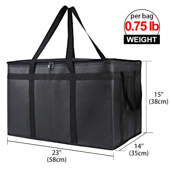 Large Capacity Insulated Food Bag XXXL Size Pizza Bag Hot/Cold Food Reusable Commercial Cooler Bag Catering Parties