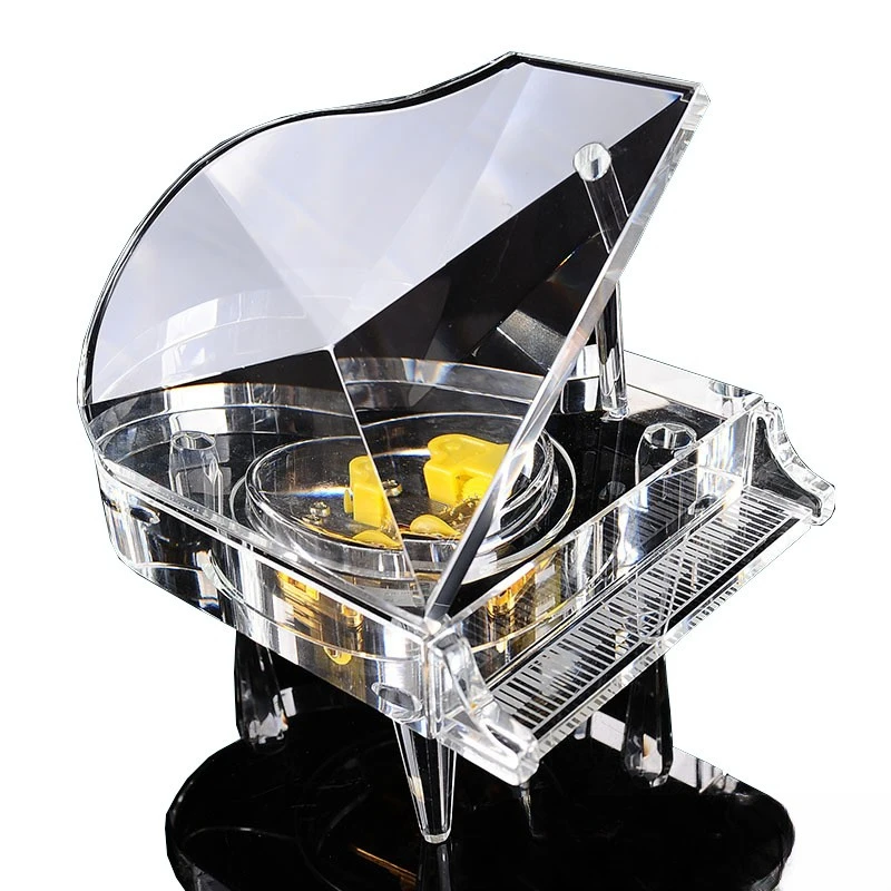 Elegant Luxury Crystal Piano Music Box desktop decorations memorial craft gifts