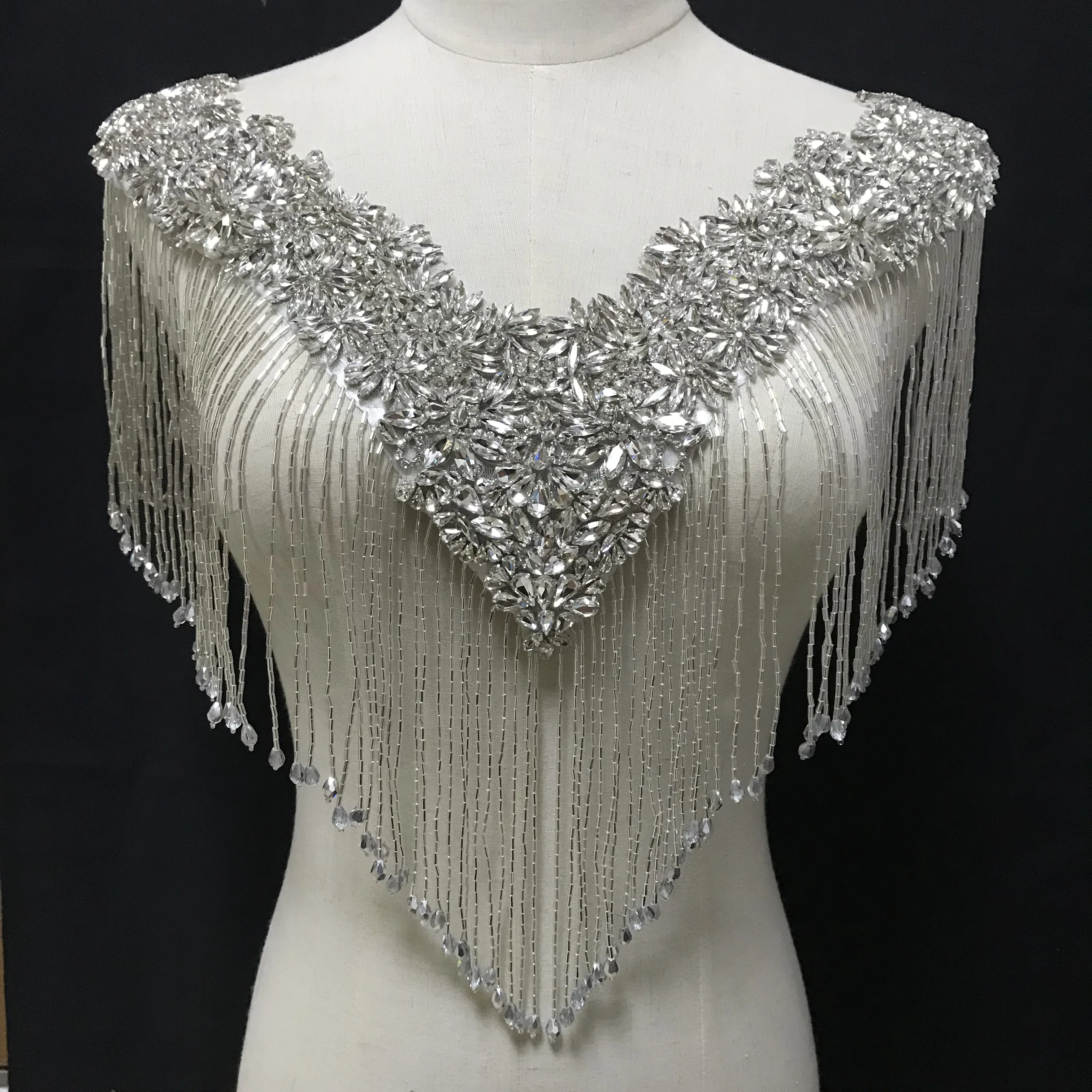 
shoulder patch with tassel fringe decorative crystal bolero 