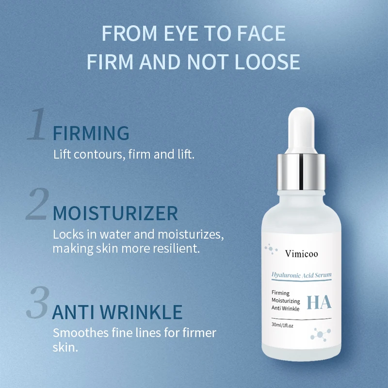 Organic Private Label Facial Care Nourishing Moisturizing Pure Hyaluronic Acid Face Skin Serum