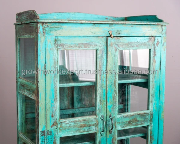 Antique Wooden Display Cabinet Handmade Solid Wooden Trending Wardrobes Reclaimed Wood Wardrobes Recycle Furniture Glass Door