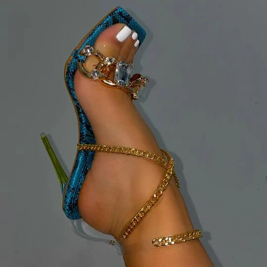 
2021 Summer Women High Heel Shoes Sandal Female Rhinestone Round Shoes Luxury Jelly Thigh High Boot Lady Dress Party Shoe Heel 