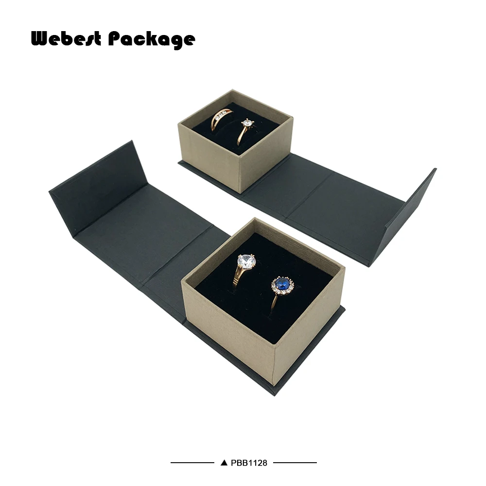 
Webest Package brown kraft paper jewelry box 2rings couple single ring box with hotstamping logo 