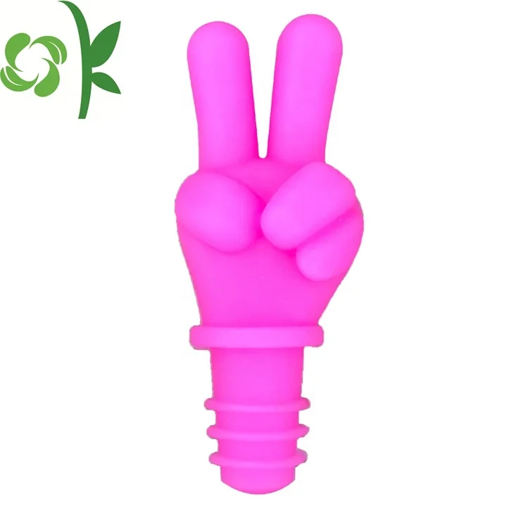 OKSILICONE Solid Color Funny 3D Finger Shape Silicone Wine Stoppers to Keep Beer Fresh
