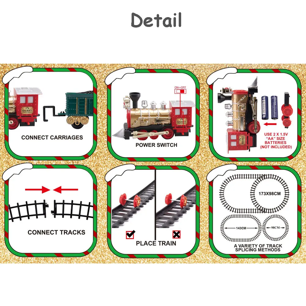 Bettery Operate Railway Slot Toy Adjustable Electric Train Merry Christmas Gifts Santa Claus Classic Train Set