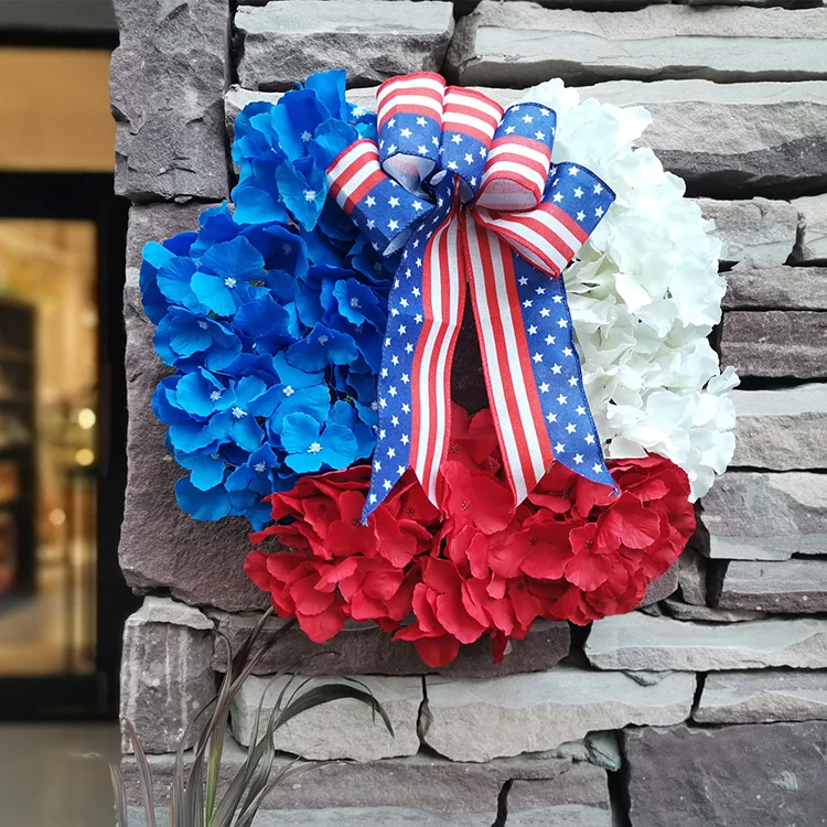 Independence Day Holiday Wreath American Flag Red White And Blue Decorative Wreath Home Window Wall Party Artificial Supplies