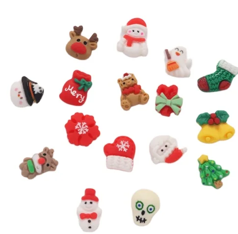 Wholesale Christmas Nail Resin Charm Set Folk Art Style Resin Ornaments and Cabochons for Nail Crafts