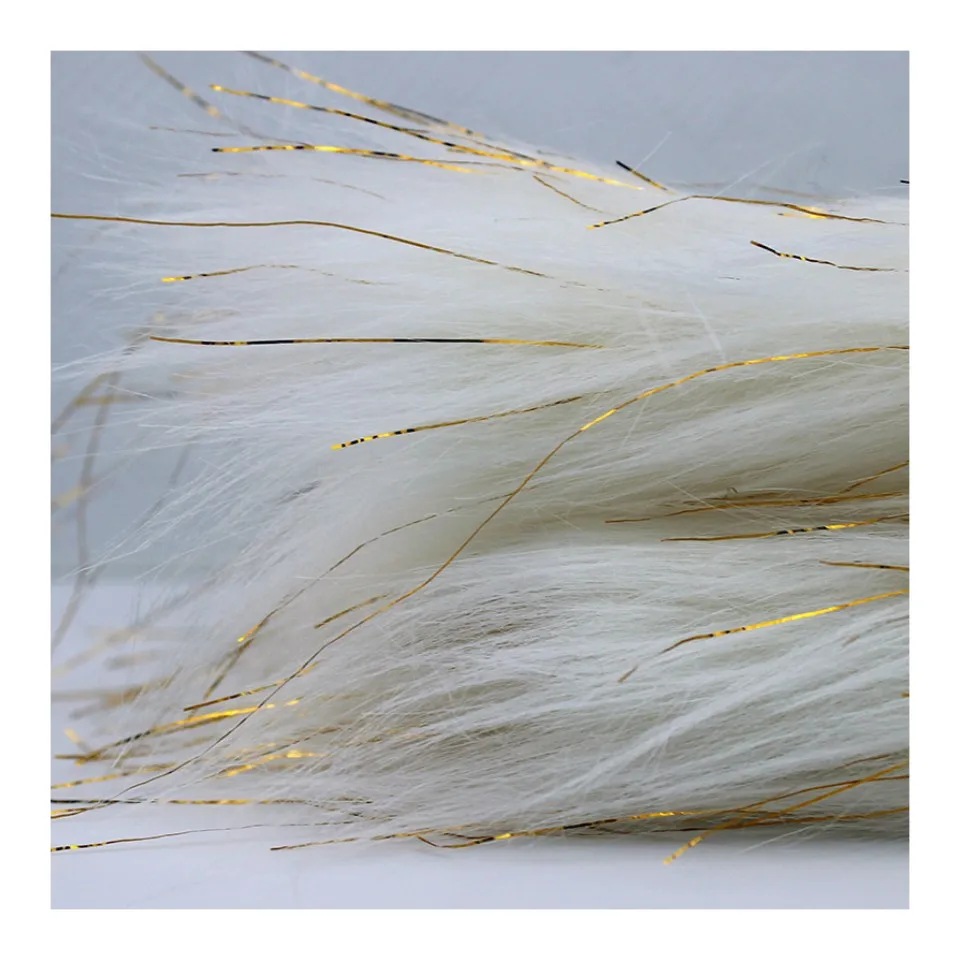ZY Custom Luxury Faux Animal Skin Fur Gold Filament Plush Long Pile Fur Fabric