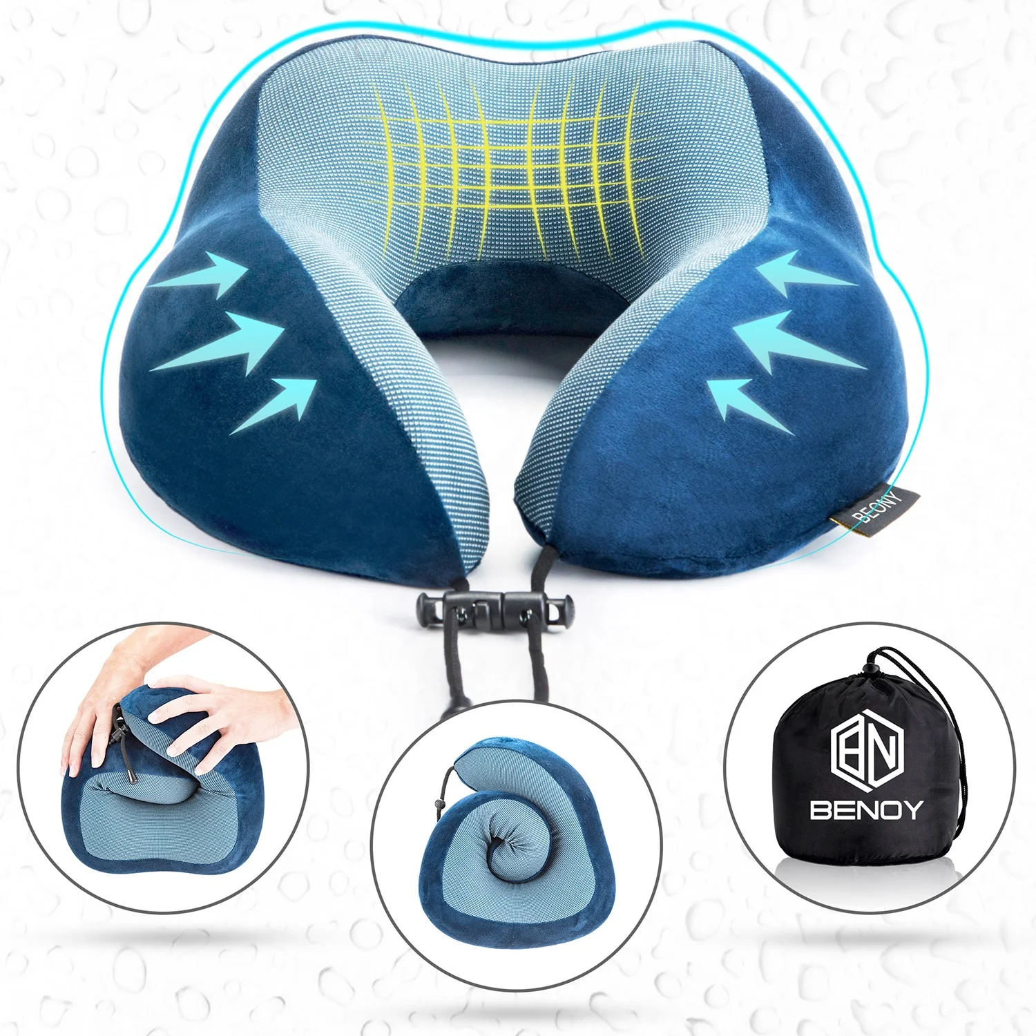 Hot sale Amazon airplane memory foam neck head pillow travel set kit with eye mask