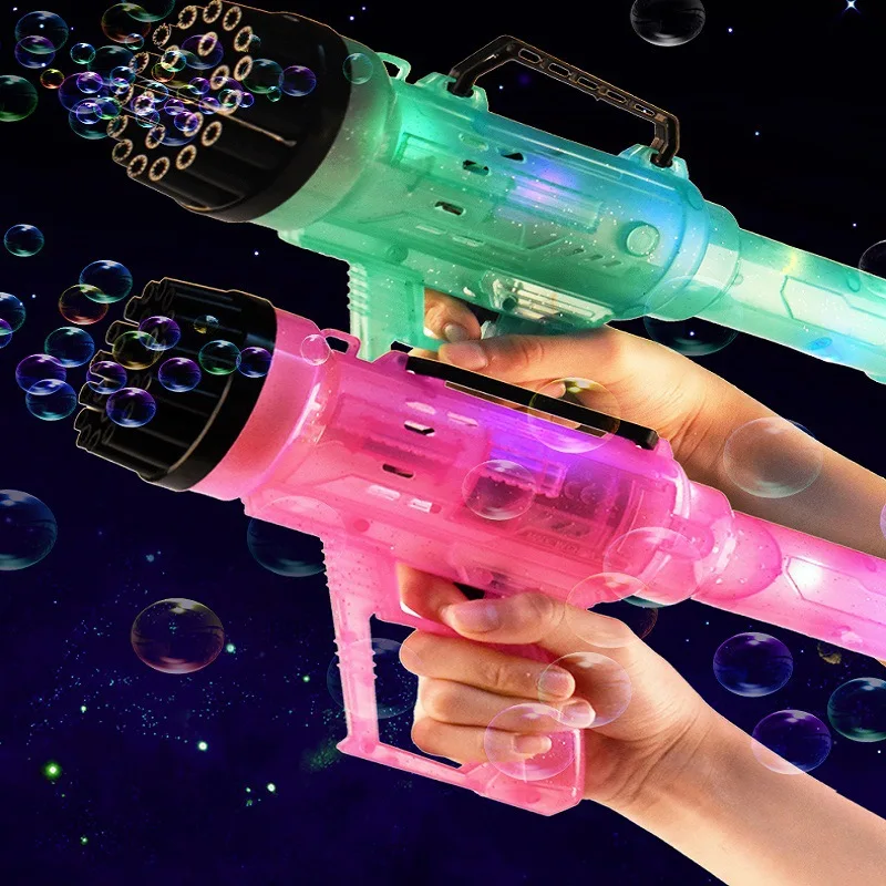 YIWU ALLSHINE 2022 Kids Outdoor Sport  Gatling Gun Soap Blower 21-hole Huge Bubble Machine Gun Rocket Boom Toys