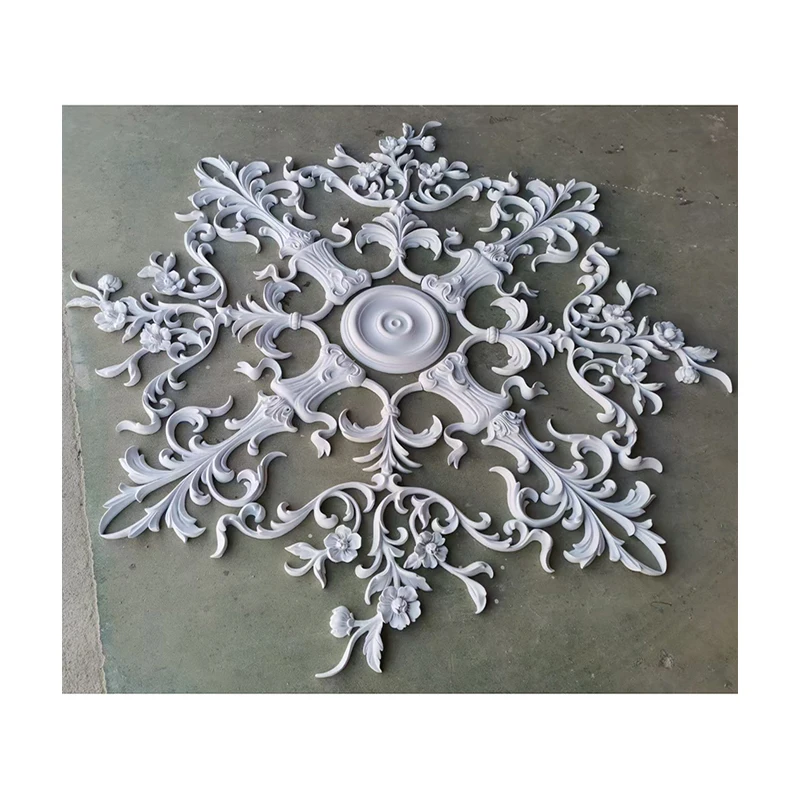 Polyurethane round ceiling appliques flower decorative arc mouldings decoration material