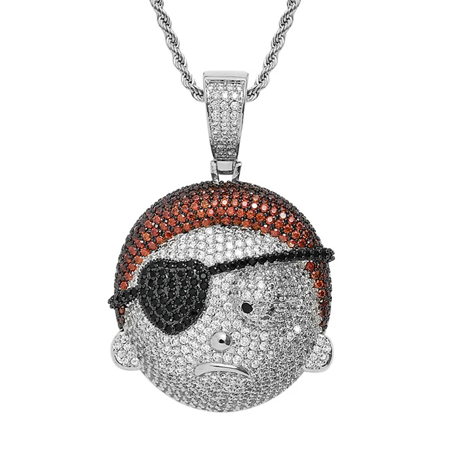 European and American necklaces Anime Rick And Morty Protagonist Morty head micro-encrusted zircon hip-hop accessories