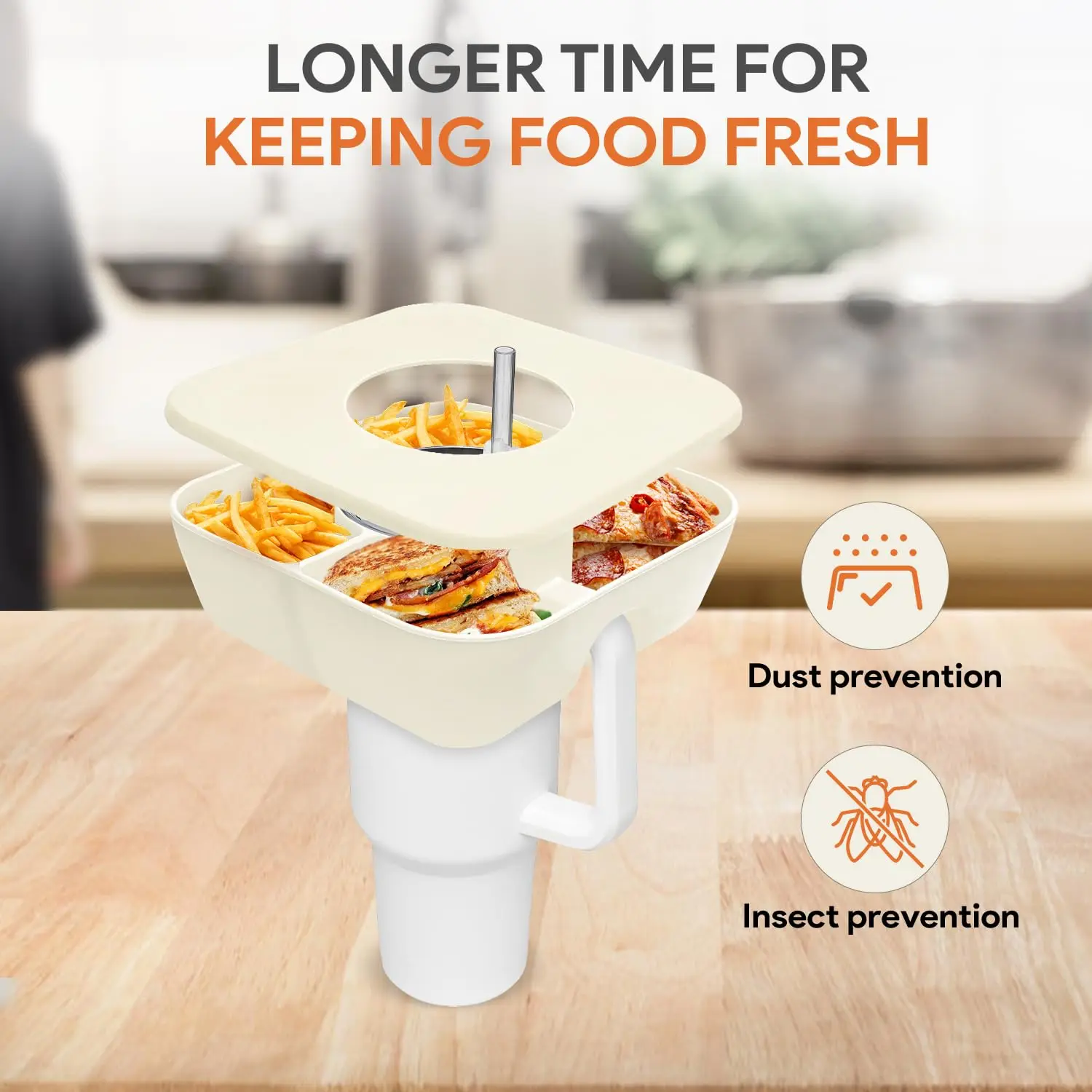 Снэк-чашка контейнер для еды 4 отделения многоразовые силиконовые кольца закусок 40 унций аксессуары