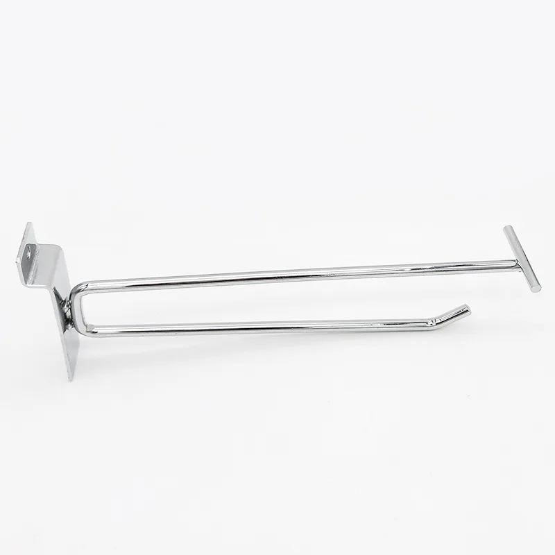 Wholesale Super Market Double Line Slatwall Hooks Stainless Steel Metal Chrome Display Slatwall Hooks