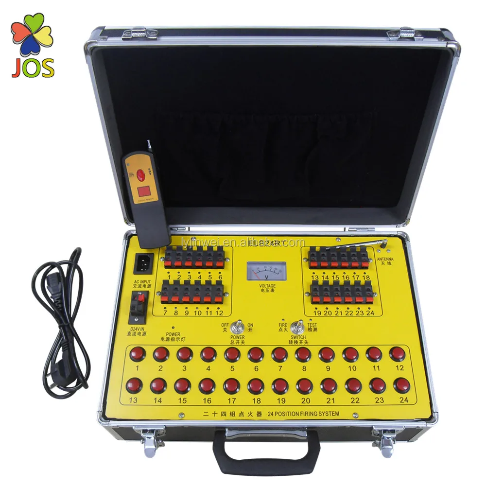 24  channel 24 cue 220 V DC 24 V  fireworks firing system with rapid fire digital remote control