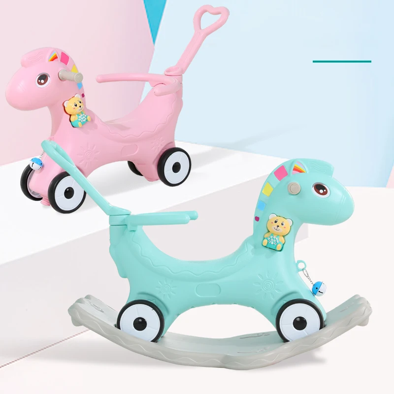 
Hot Sale Baby Rotating Glow Musical Toddler Walker Plastic Kids Unicorn Cartoon Rocking Horse Ride On Animals Toy 