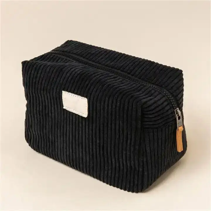 New Fashion Style Pink Cute Zipper Bags Small Portable Corduroy Cosmetic Organizer Bag Designer