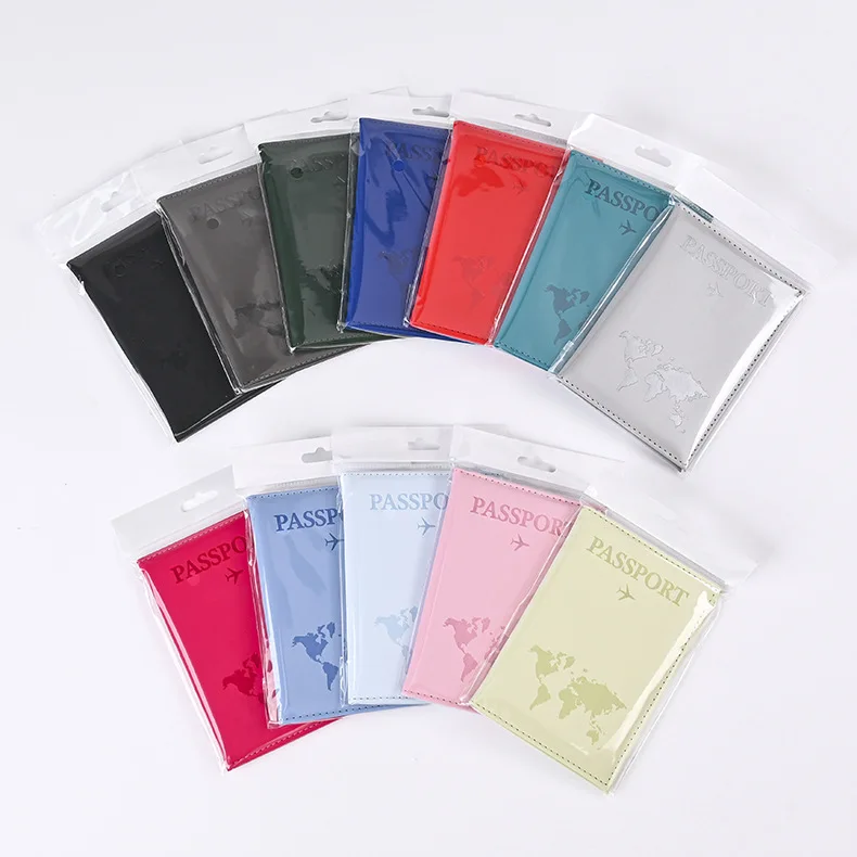 Factory Price Solid Color PU Leather Passport Holder Cover For Travel Trip Can Custom Logo Packaging New Style