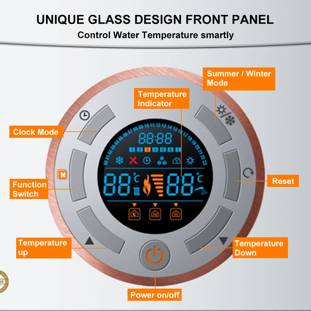 Высокоэффективный коммерческий комбинированный газовый котел ROC с естественным конденсатором, газовый комнатный обогреватель для мгновенной воды