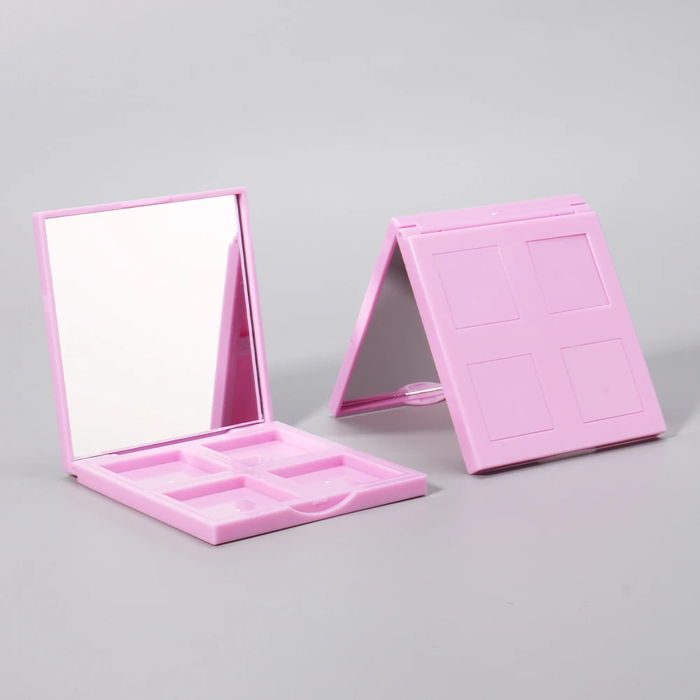 OMI Customized Logo Empty Eyeshadow Case 2Pan 4Pan Plastic Palette Recyclable Blush Case 5mm ABS Rectangle Stamping Processing