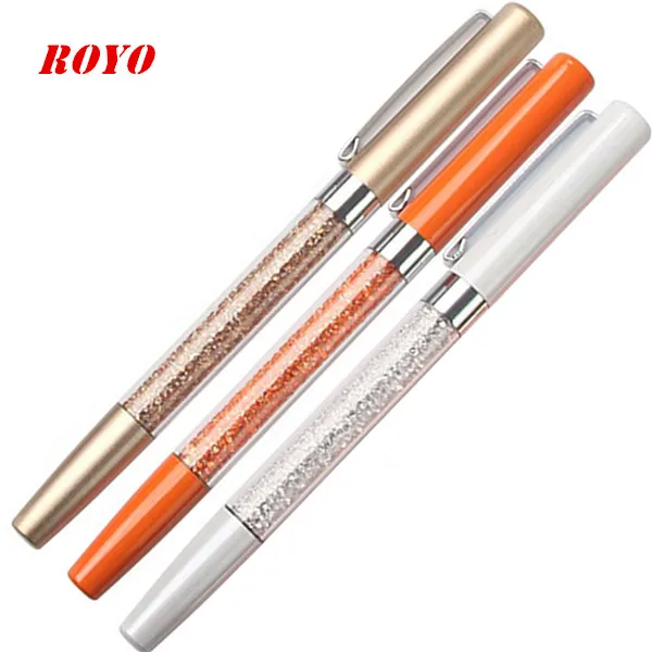 Premium Women Rhinestone Promotional Ink Gel Ballpoint Pen with Crystal metal pen Beads Colorful Pen Tube