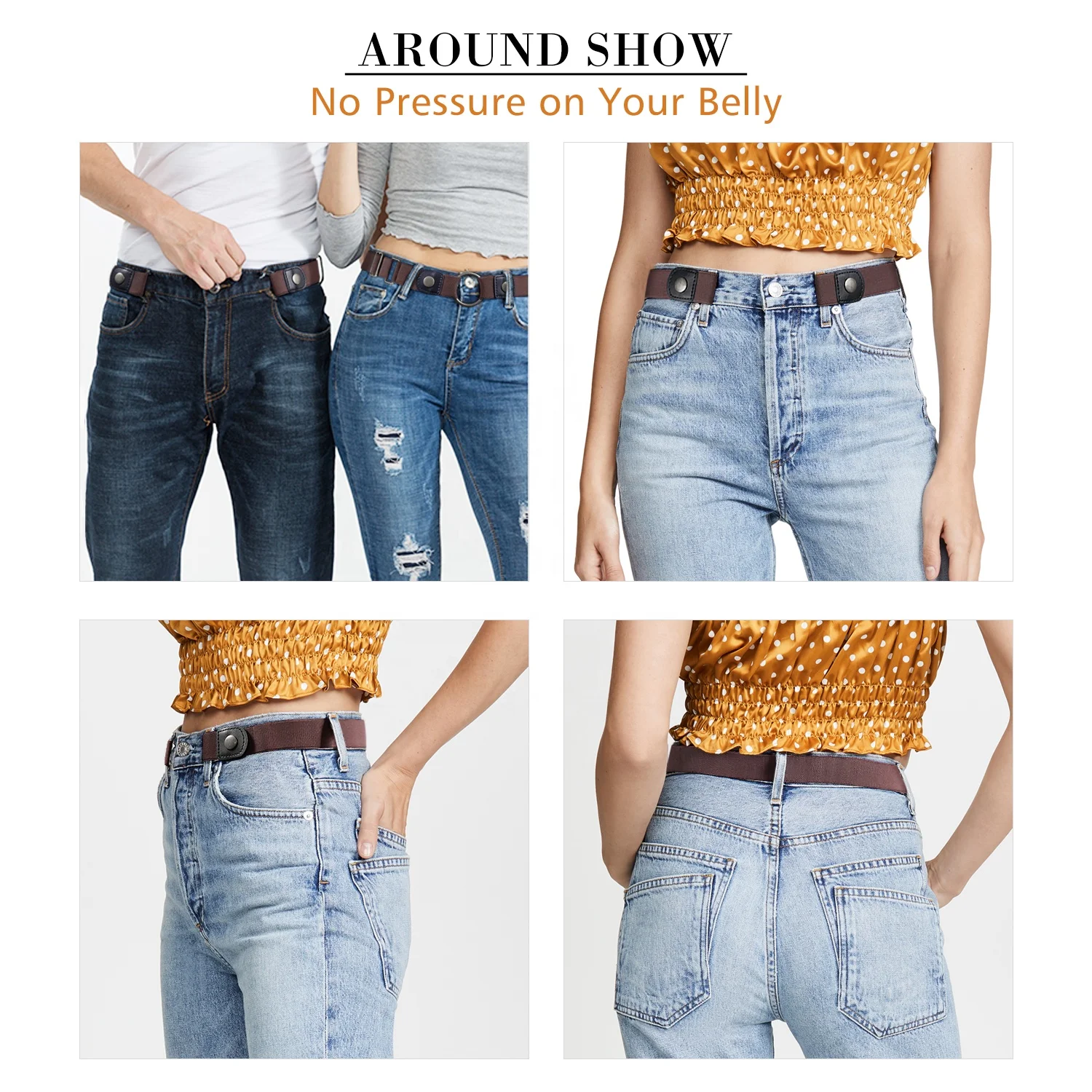 No Buckle Stretch Women Men Elastic Waist Belt Up to 50 Inch Canvas belt Jeans Pants belt