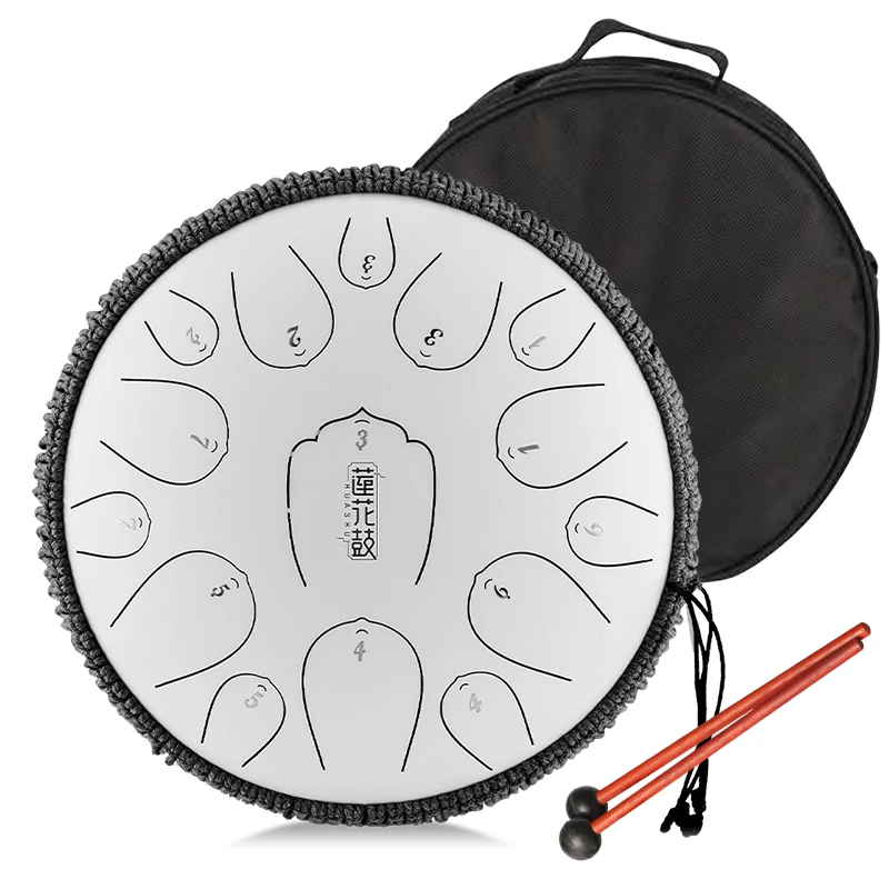 Hluru Steel Tongue Drum Kit 15 Notes 13 Inch Hanpan Tank Drum High Quality Musical Instruments THL15