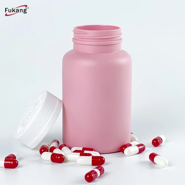 225ml Matte Pink Empty Supplement Vitamin Capsule Pill Plastic Bottle For Packaging