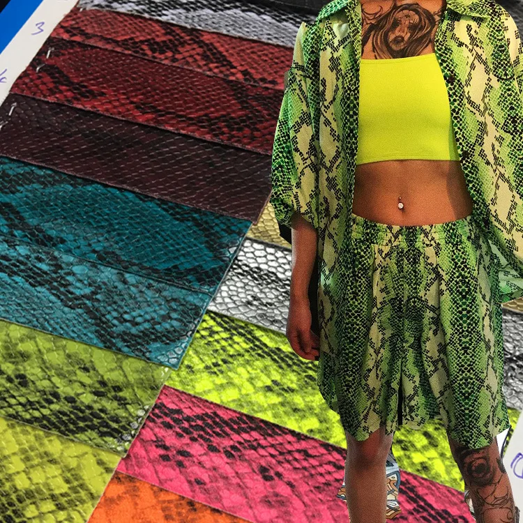 Velvet two way stretchable snake PU artificial leather for packaging box Accessories box Clothing