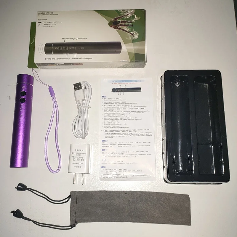 Electronic Whistle Two-tone 120 Decibel with LED Flashlight Rechargeable Outdoor Sports Survival whistle