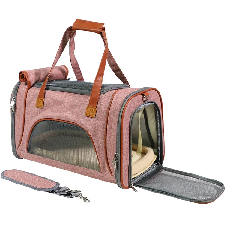 Portable Cat Carrier Bag Airline Approved Dog Carrier for Small Dogs Soft Cat Carriers with Mesh Windows