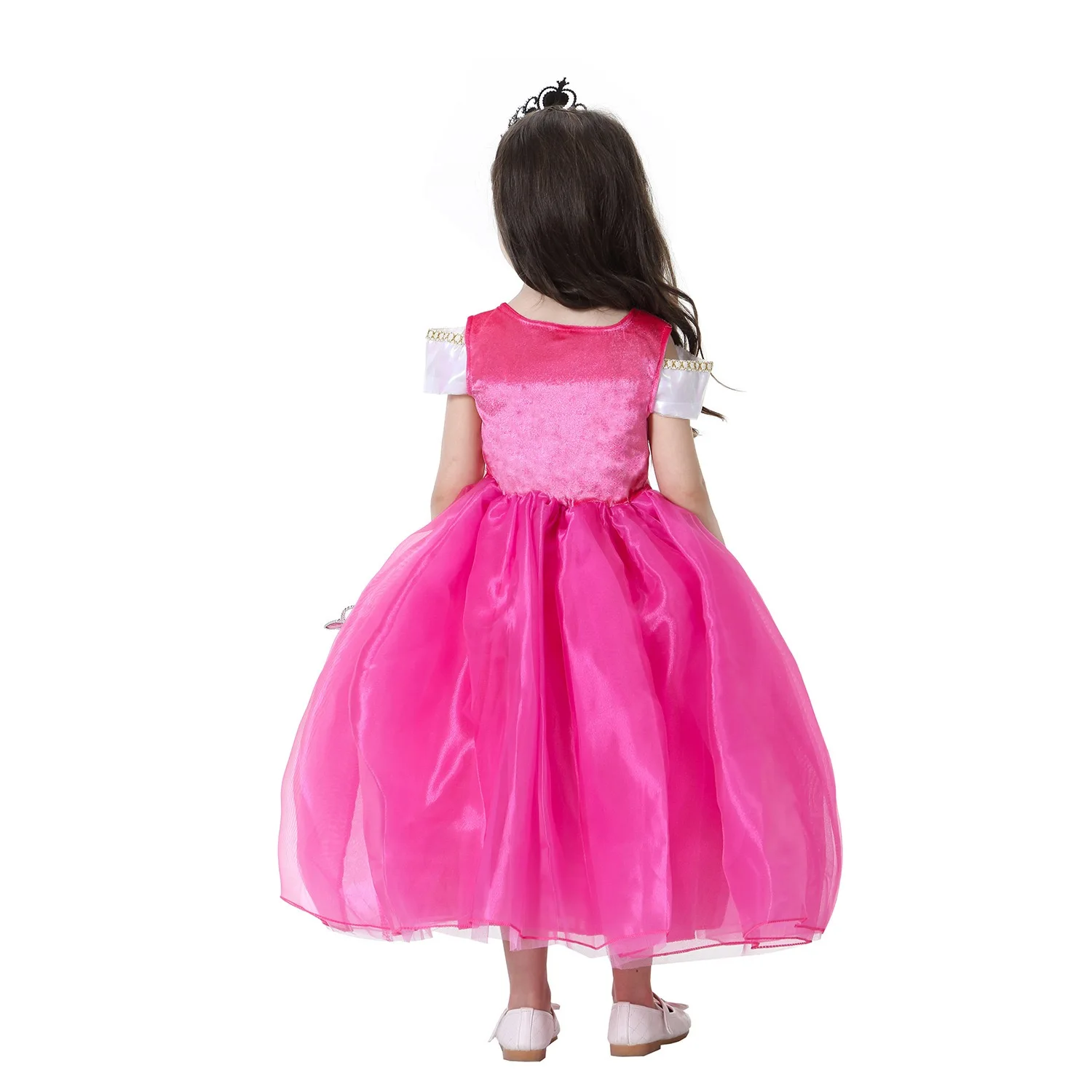 Little Girls Yellow Roses Princess Aurora Belle Costume Dress Off Shoulder Layered up for Halloween Party