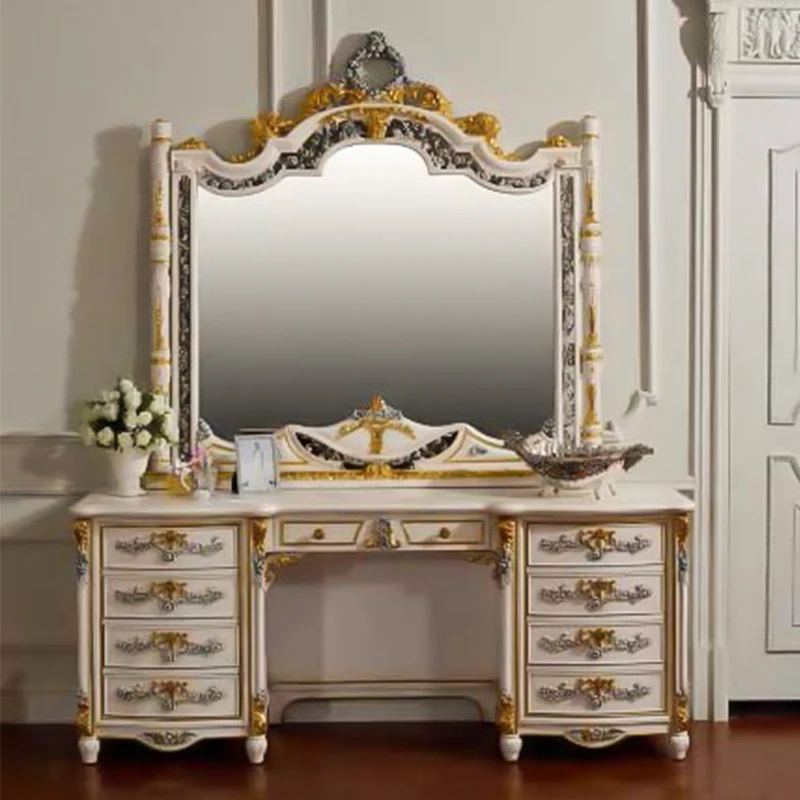 JS Luxury King Size Bedroom Set European Style Latest Antique Fashion Grey and Gold Bedroom Set