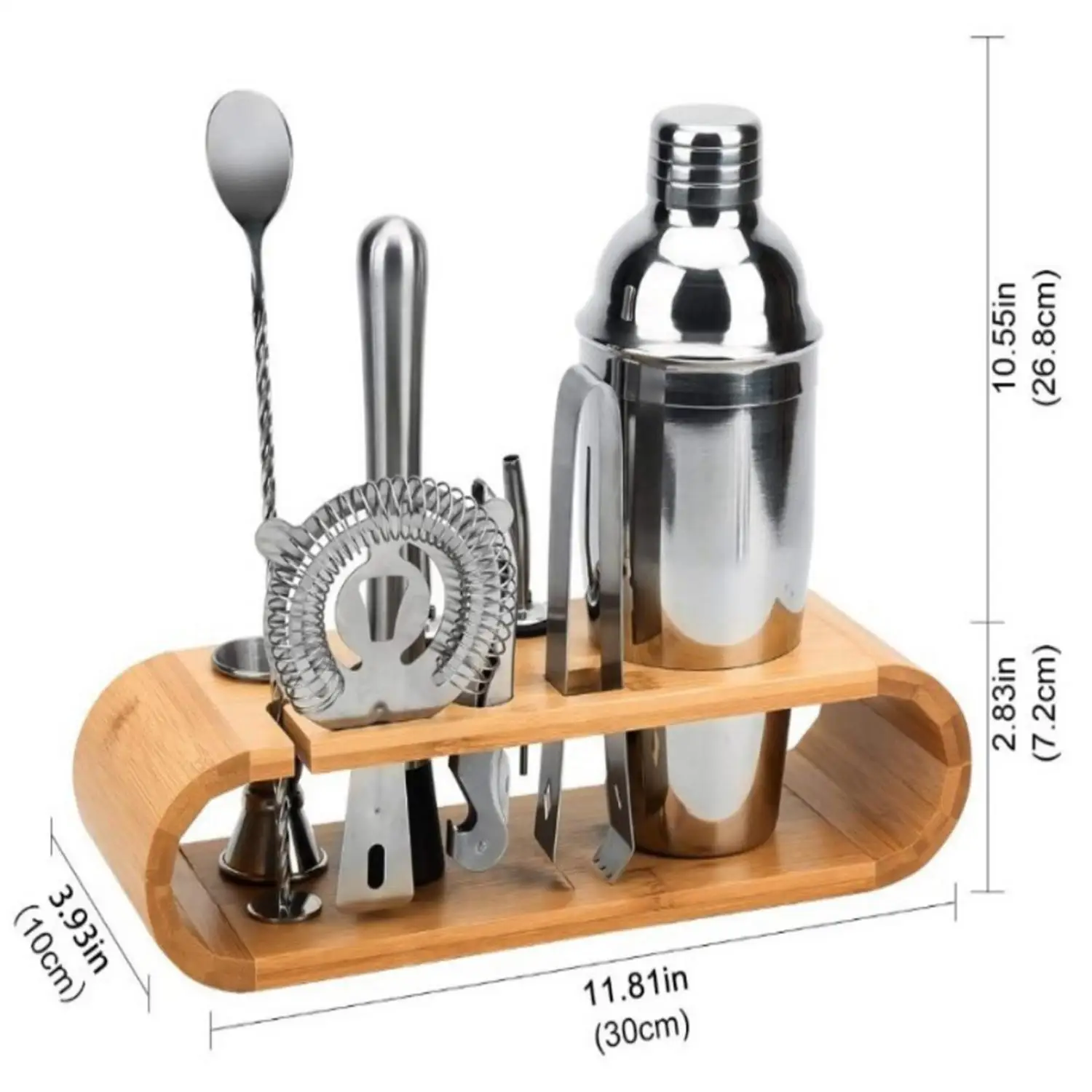 Bar Tools Accessories Bartender Kit With Stand Wine Shaker Mudler Jigger & Strainer Barware Set of 4 Made Food Safe