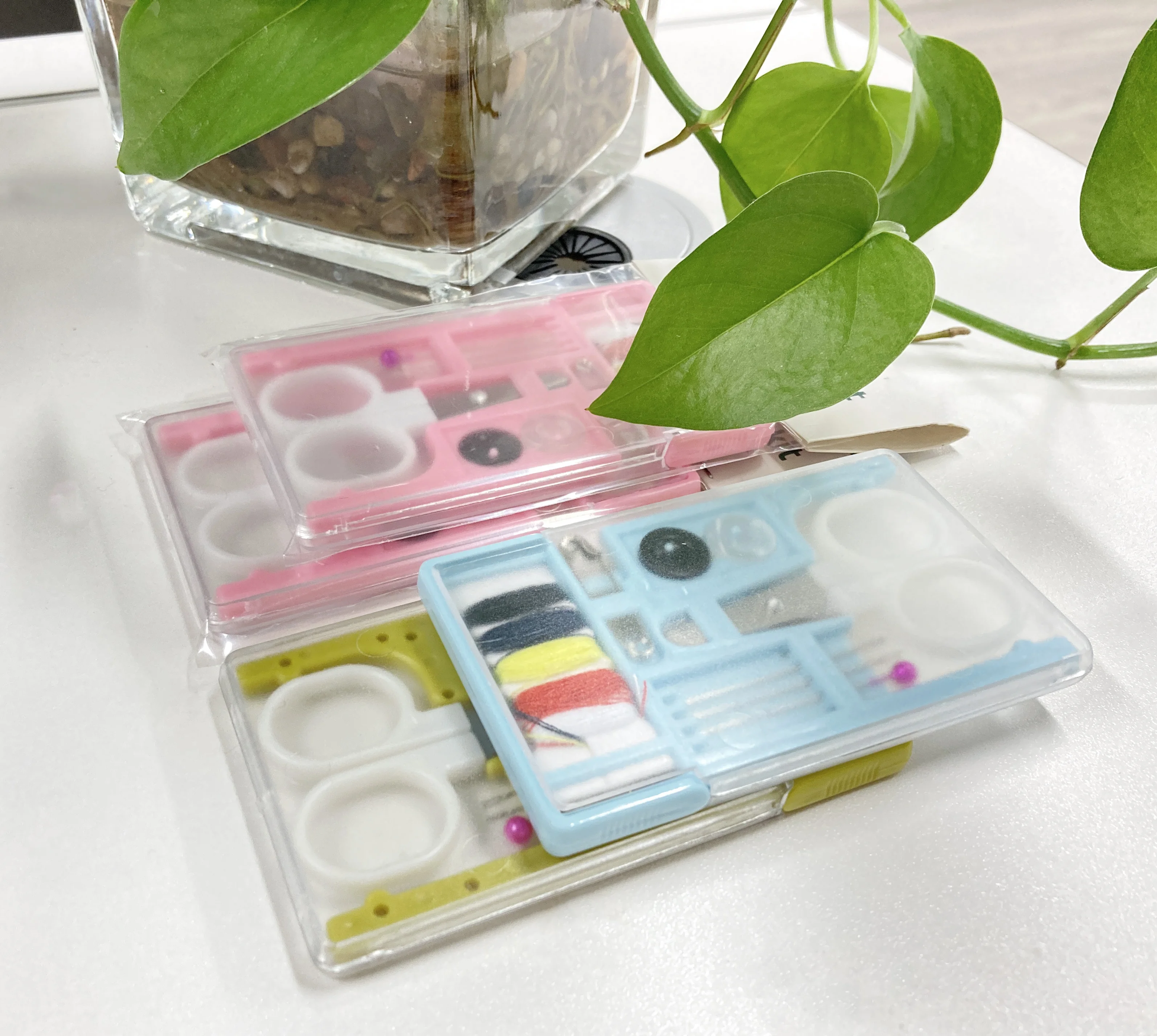 Mini Drawing Sewing Box with mirror, Pocket Needlework Tools Set, Portable DIY Sewing Accessories