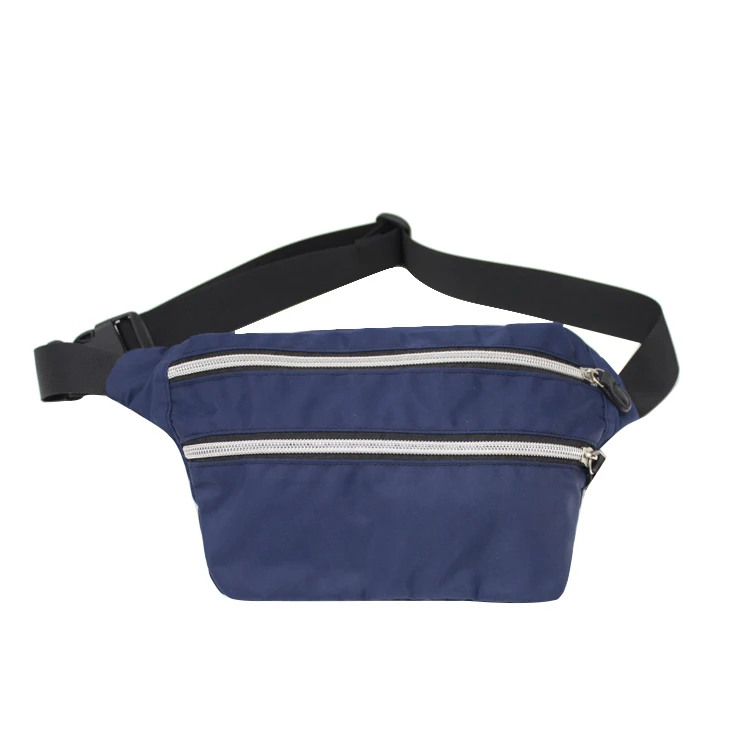 Wholesale Mens Fashion custom logo Deep Blue 230T Twill Nylon Fanny Pack Waist Bag with Adjustable Strap