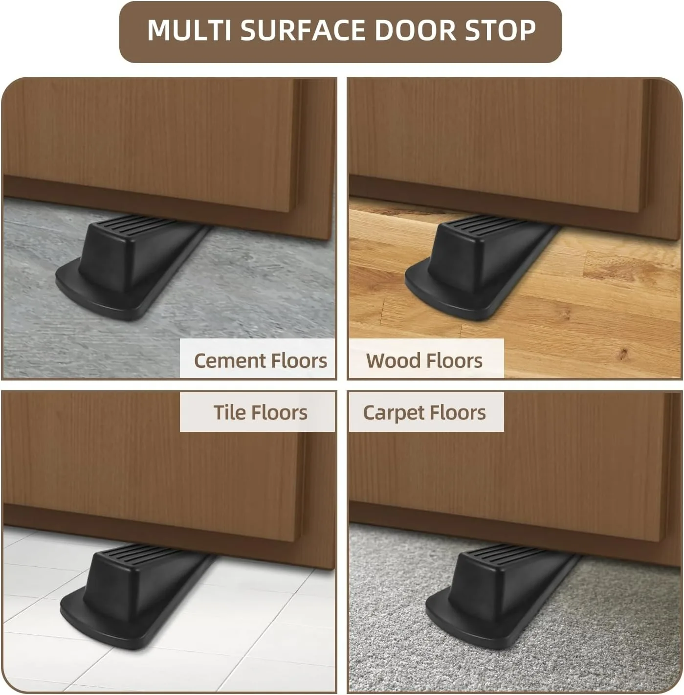 Premium Rubber Door Stoppers for Bottom of Door on Floor Wedge  Sturdy Stackable  Stops for Heavy Duty Door