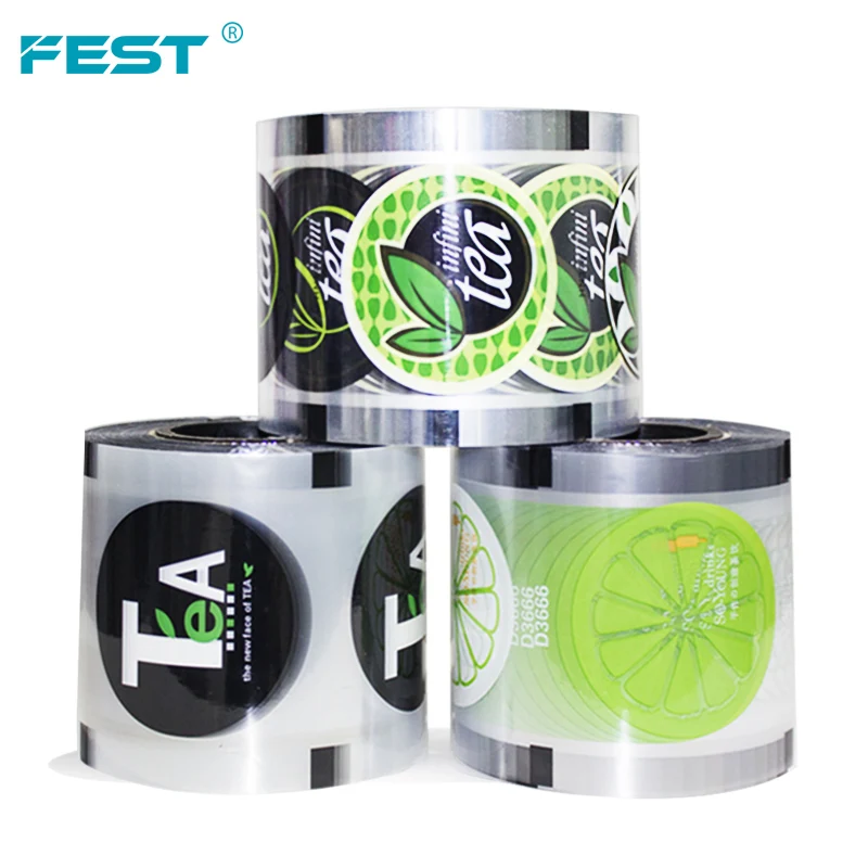 FEST Customized Printing Colors and Logos boba sealer film, plastic film seal bubble tea for drinking cups