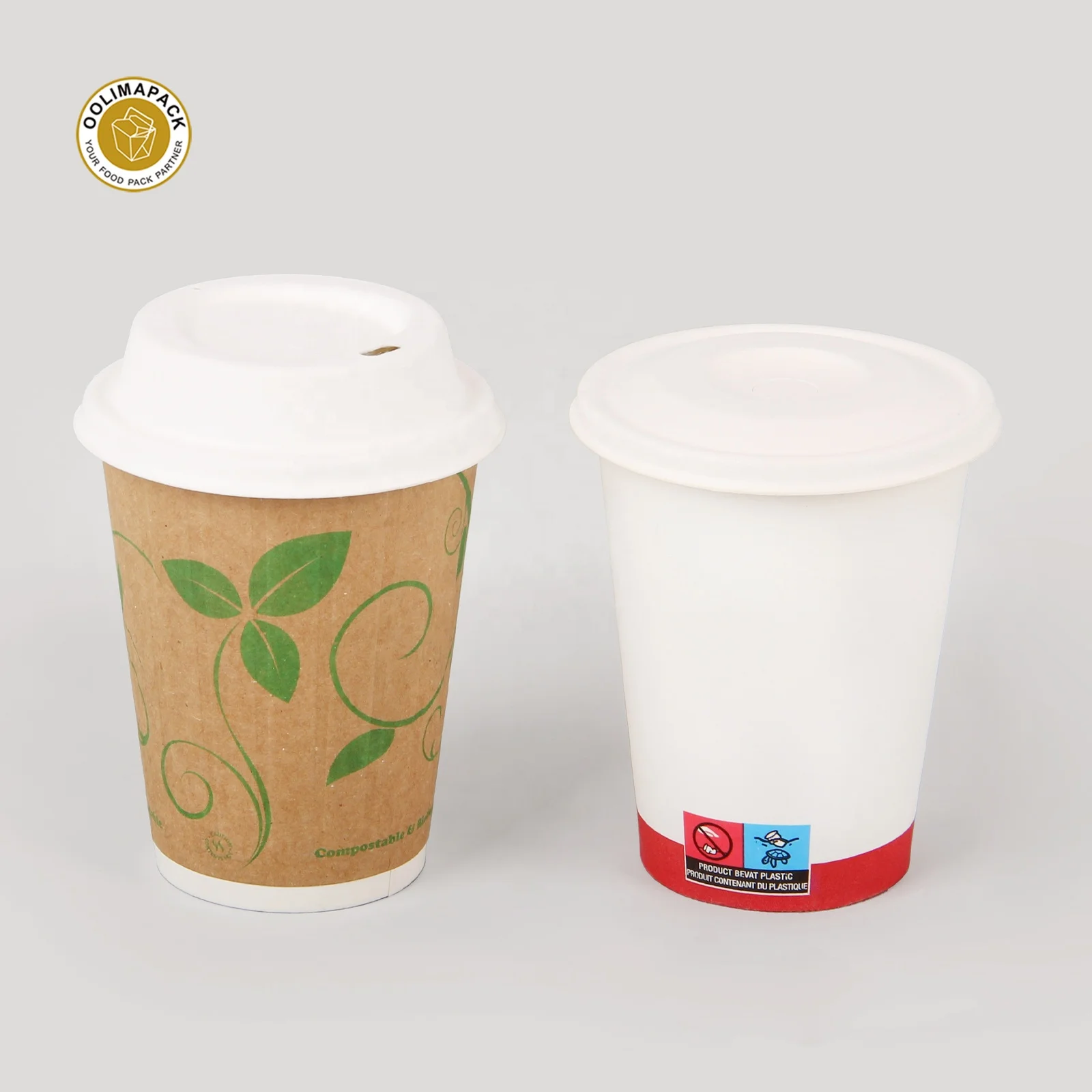 Hot Sales Biodegradable Sugarcane Coffee Cup lid Recycled Bagasse Paper Cup Wholesale