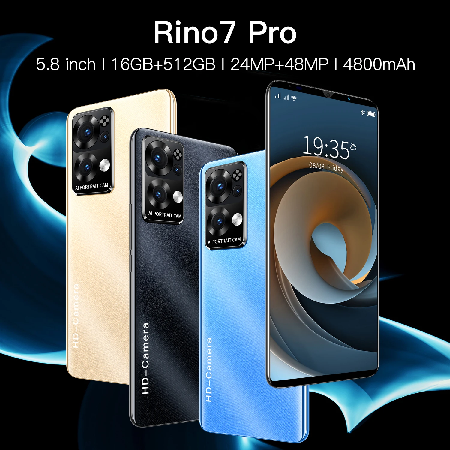 Phone Rino7pro OEM 5.8 inch Android Smartphones 16GB+512GB 10-Core 4G LET Cellphones Camera cell phone