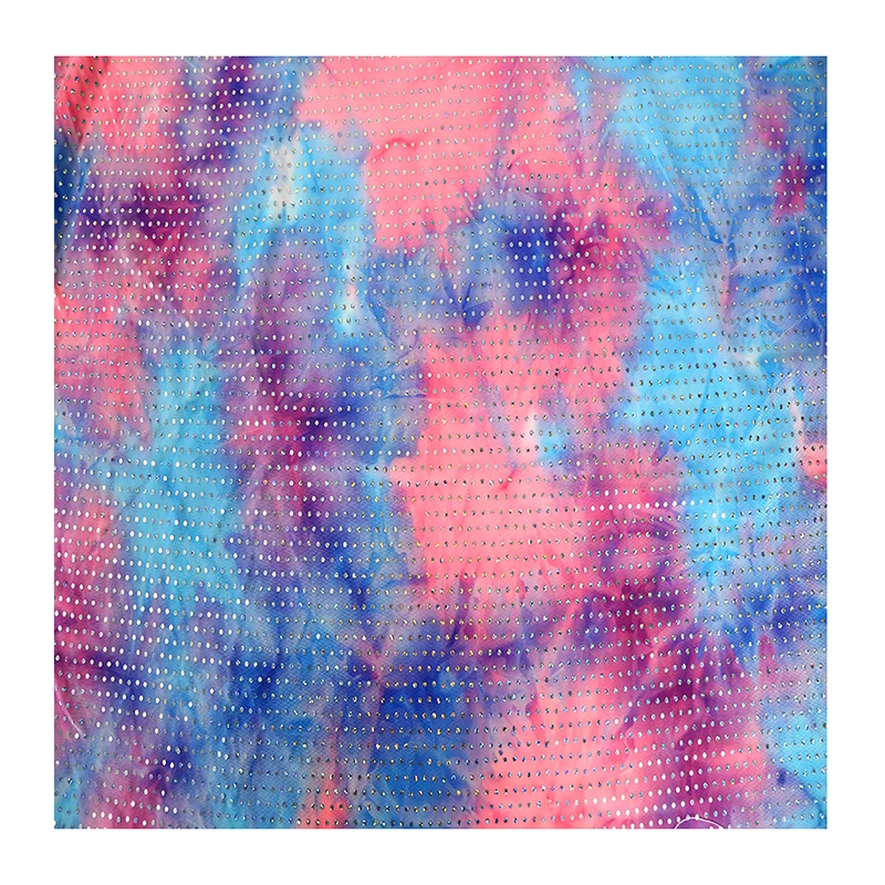 Fashion tie-dyeing 92%poly+9% spandex knitted fabric stage clothing performance fabric