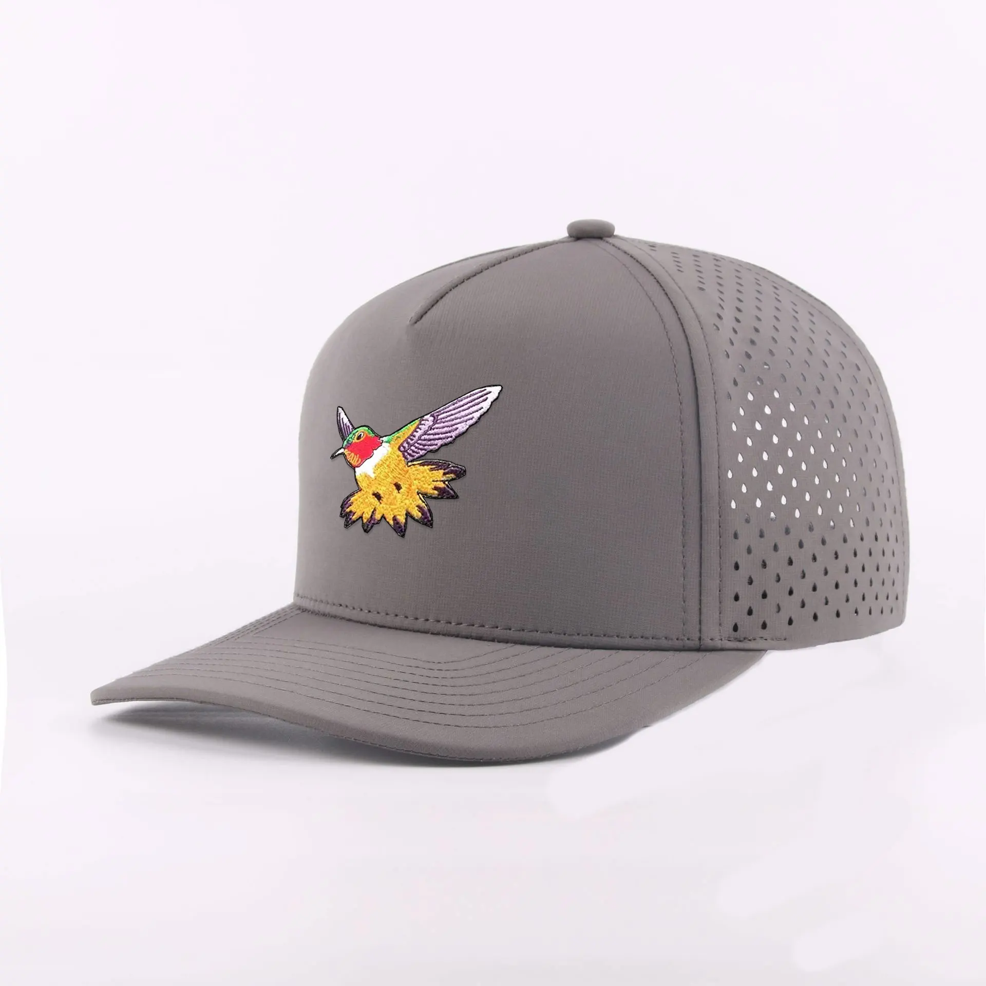 Casquette Custom 5 panel embroidery logo gorras laser cut hole perforated baseball cap short brim mesh sports cap for men