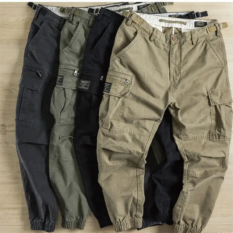 wholesale custom new designs mens cargo pants big pocket cotton used stock clothes