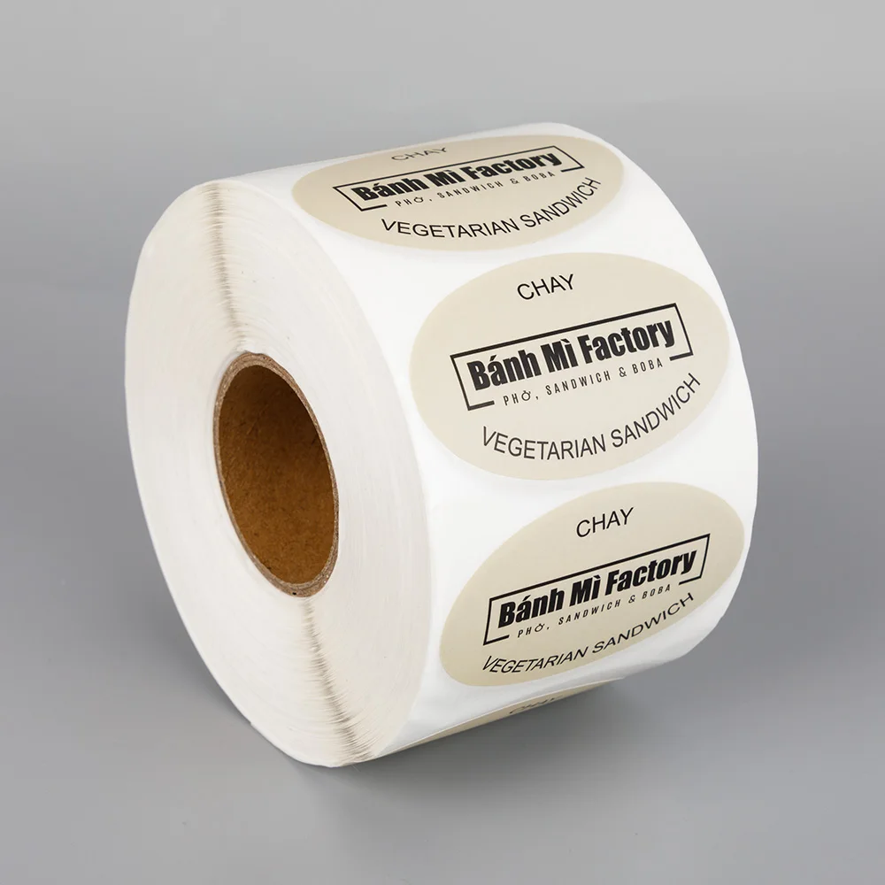 Custom Logo Circle Round Shape Packaging Sticker Printing Vinyl Waterproof Food Sealing Label Sticker Roll