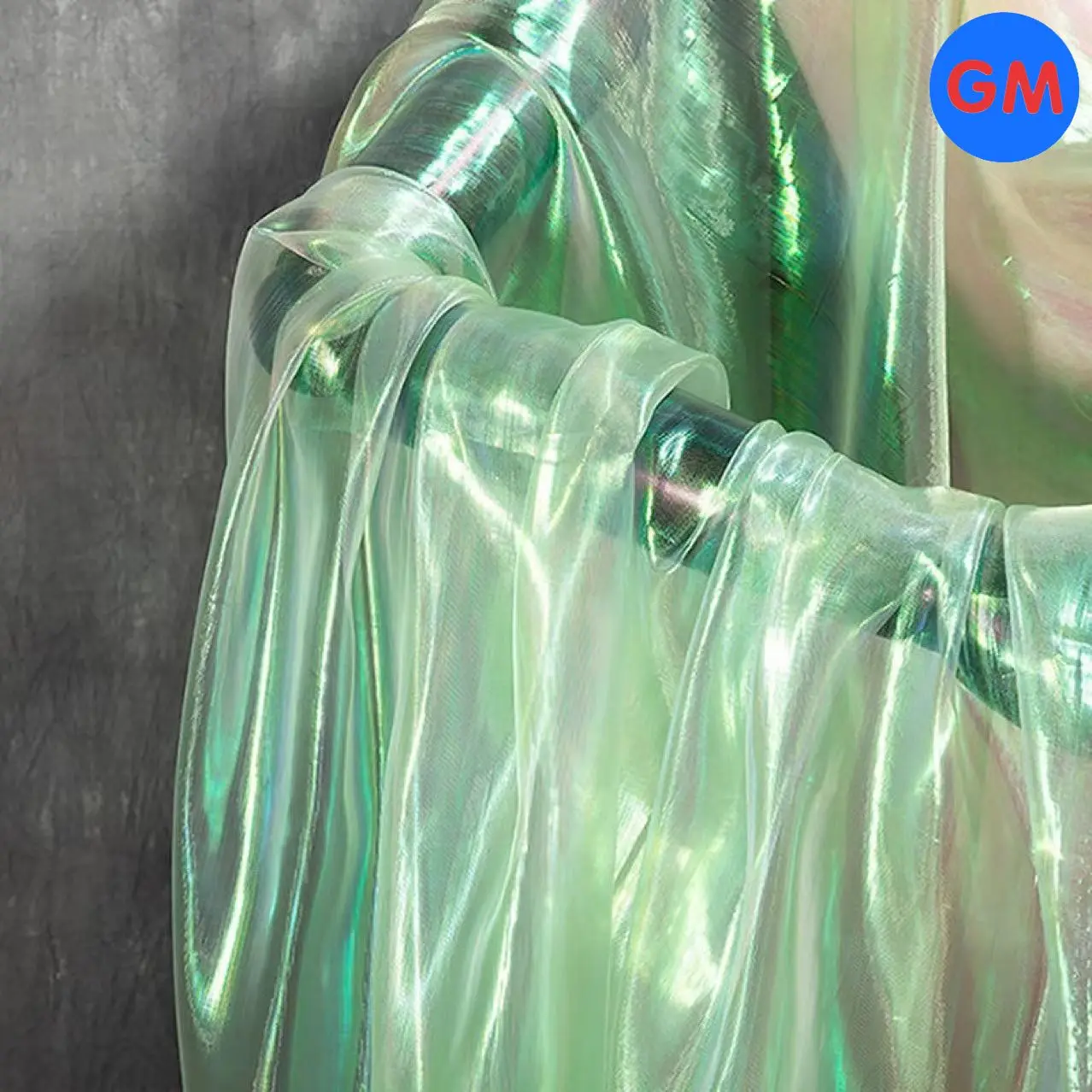 Guangmang Cloth silk Organza satin 100%polyester Magic Rainbow Laser Gradient Organza Fabric
