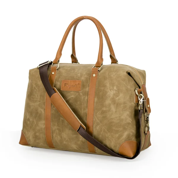Винтажная сумка из вощеной кожи и холщовой ткани, дорожная сумка Holdall, дизайнерская сумка для выходных и спортзала